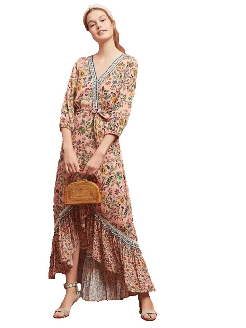 Anthropologie Farm Rio Clara Hi-lo Wrap Maxi Dress Women Size XS